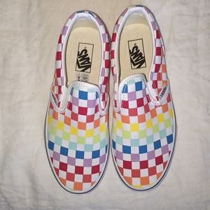Rainbow Checker Board Slip On Vans 2.5